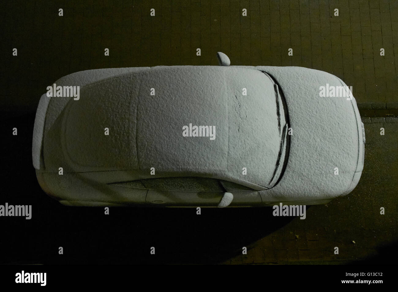 Audi TT,bird`s eye view,snowy Stock Photo